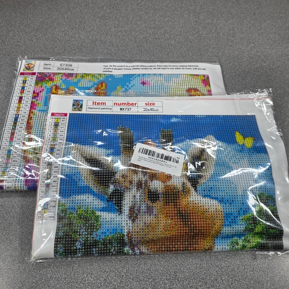 Diamond Art Kit 2pc Bundle 30x40cm Multicolor New Giraffe & Cow DIY